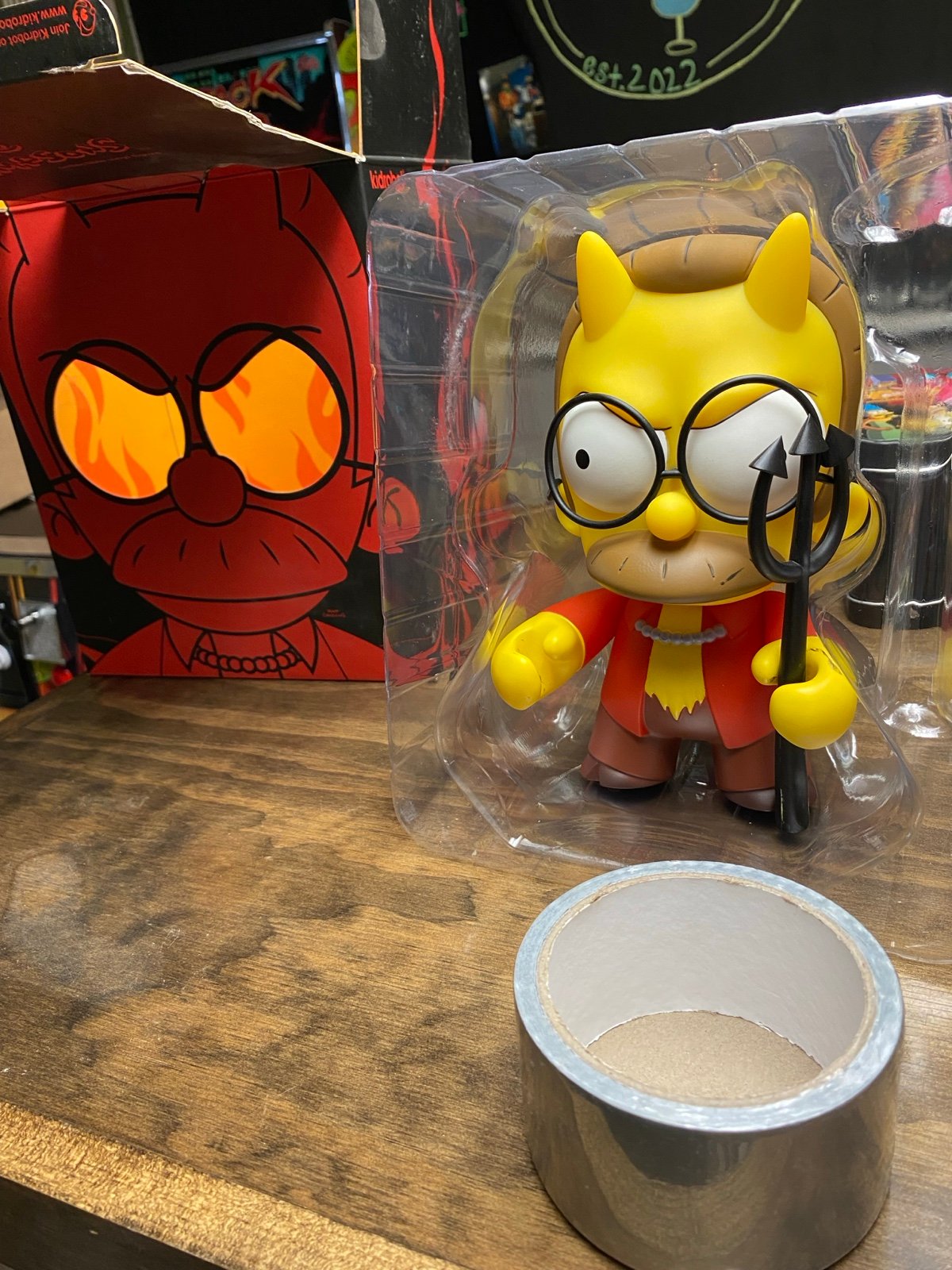 The Simpsons: Kidrobot Devil Flanders Glow in the Dark with box 7in RARE LIMITED