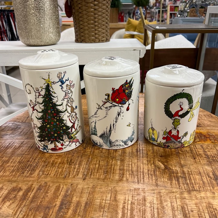 Dr. Suess The Grinch Set of 3 Christmas canisters