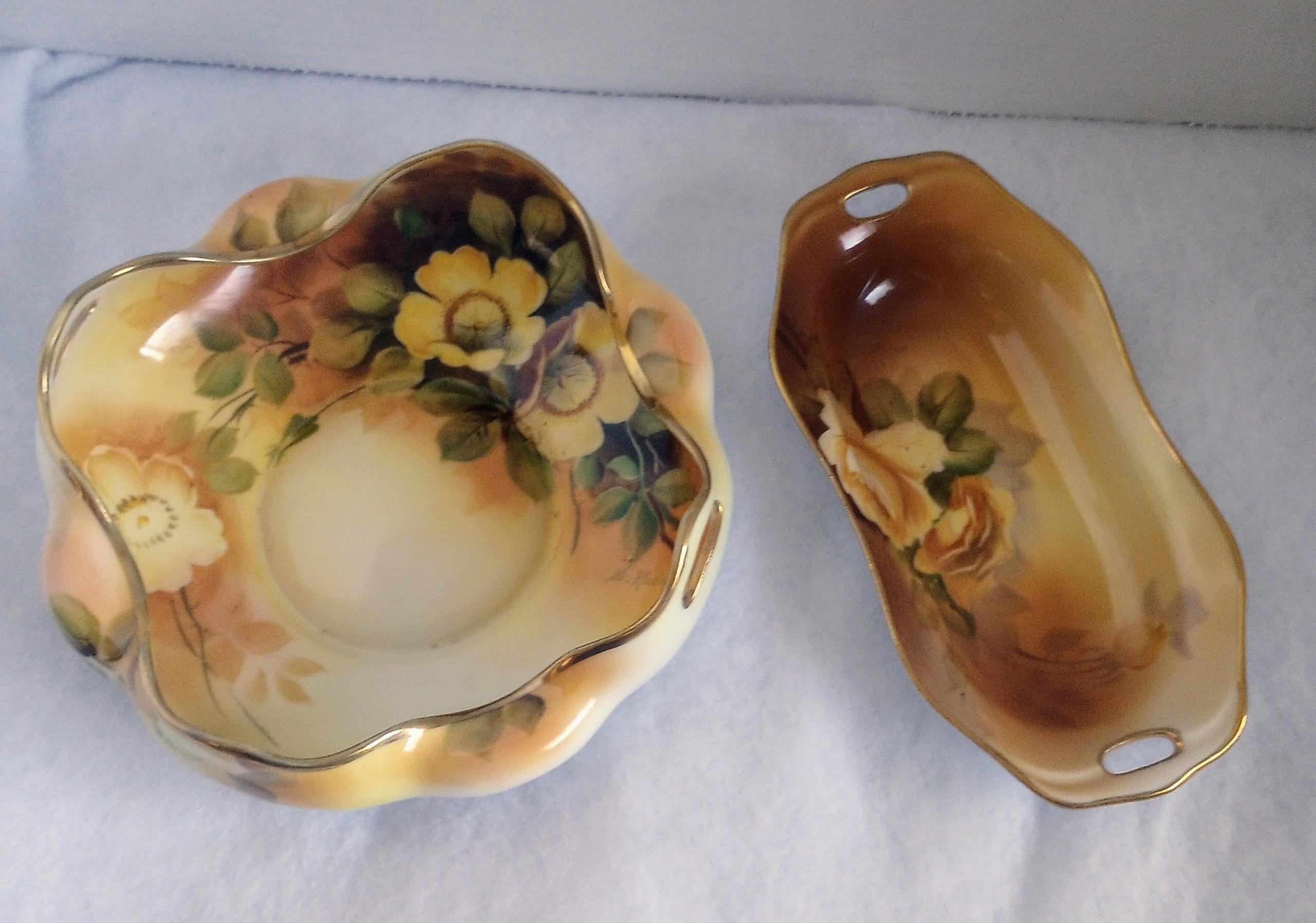 Vintage Noritake Nippon Hand Painted Bowl and Butter Dish