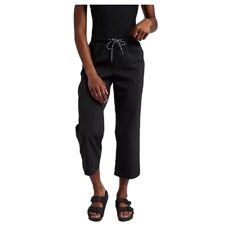ATHLETA Petite Trekkie Straight Black Crop Pant Size 6