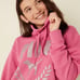 Vs Victorias Secret Pink Campus Cowl Neck Sweater Jacket Top Dahlia Glitter XXL