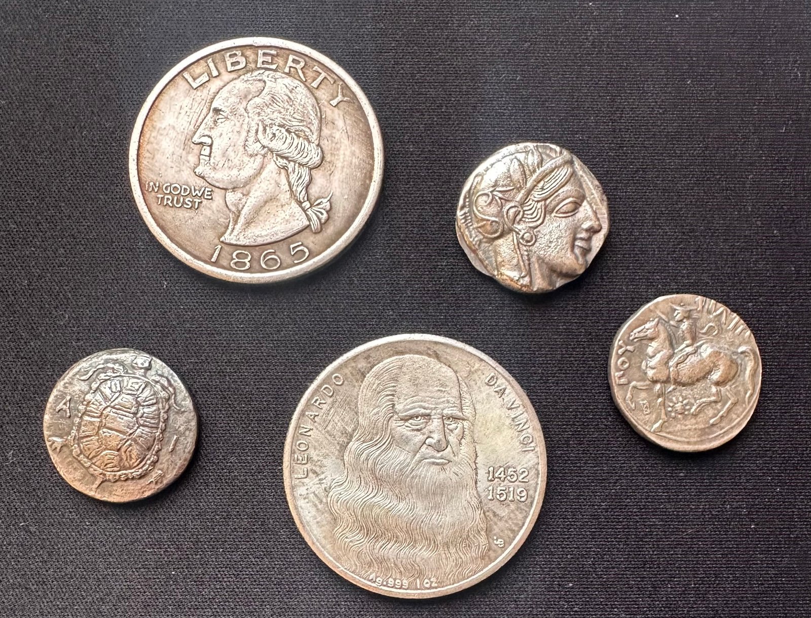 Lot of 5 coins. Vinci coin