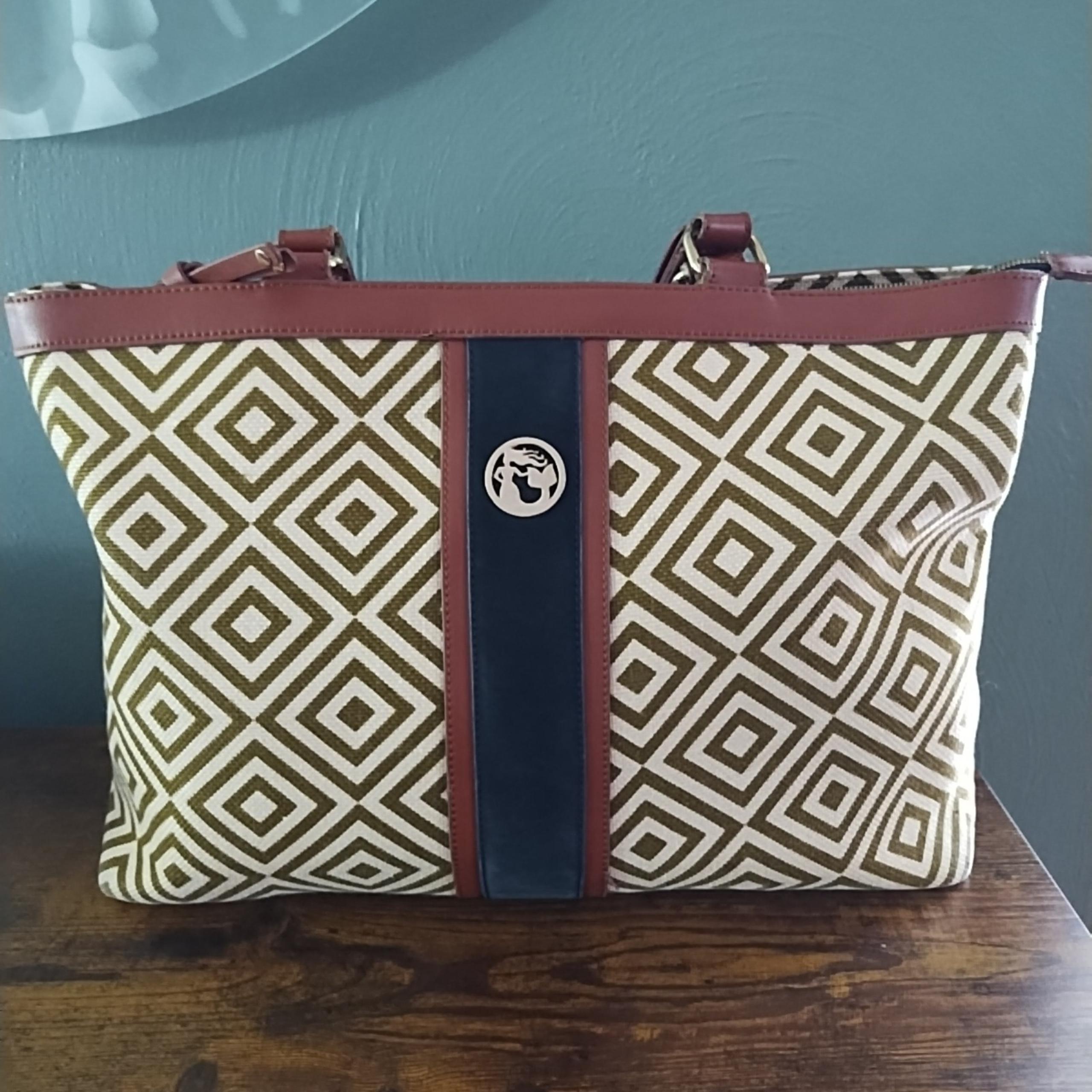 Spartina 449  Purse Tote Bag Daufuskie Island Leather Linen Olive Travel Carryon