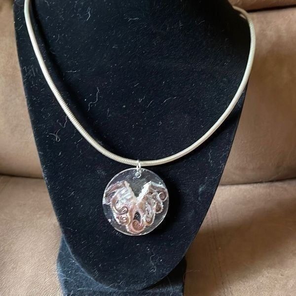 Hand crafted resin, calamari, necklace