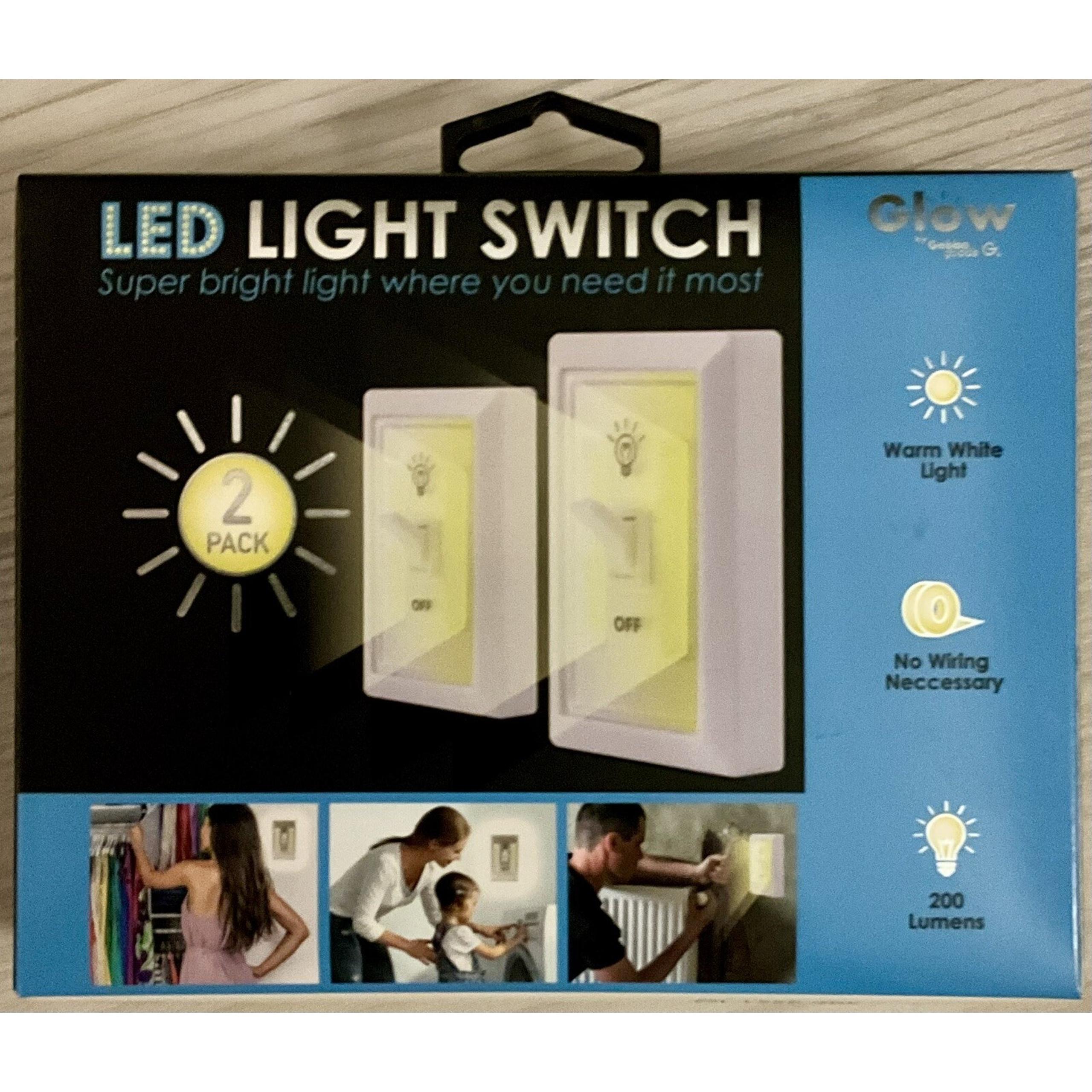 Glow Wireless LED Anywhere Light Switches 2 Pack Magnetic Night Light - Sealed