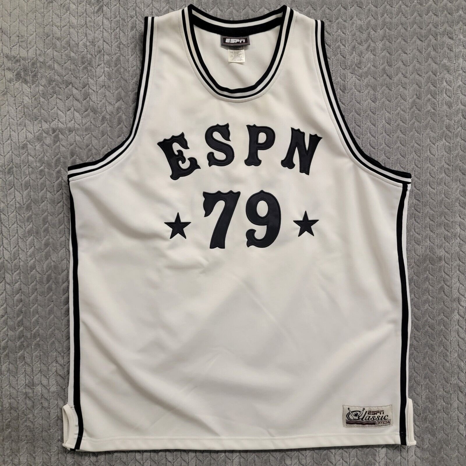 ESPN Classic '79 White Black Basketball Jersey Size 2XL Promo