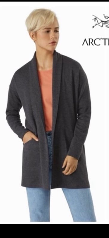 Arc'teryx Laina Cardigan Dark Heather Gray Fleece Small