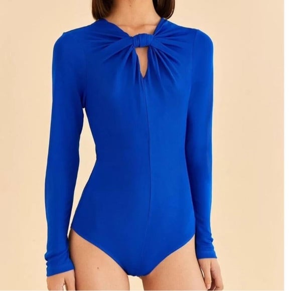 FARM Rio BRIGHT BLUE LONG SLEEVE BODYSUIT SIZE XS