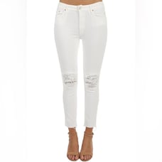 Mother High Waisted Looker Ankle Fray Jeans Stretch Denim Little Miss Lacey 29