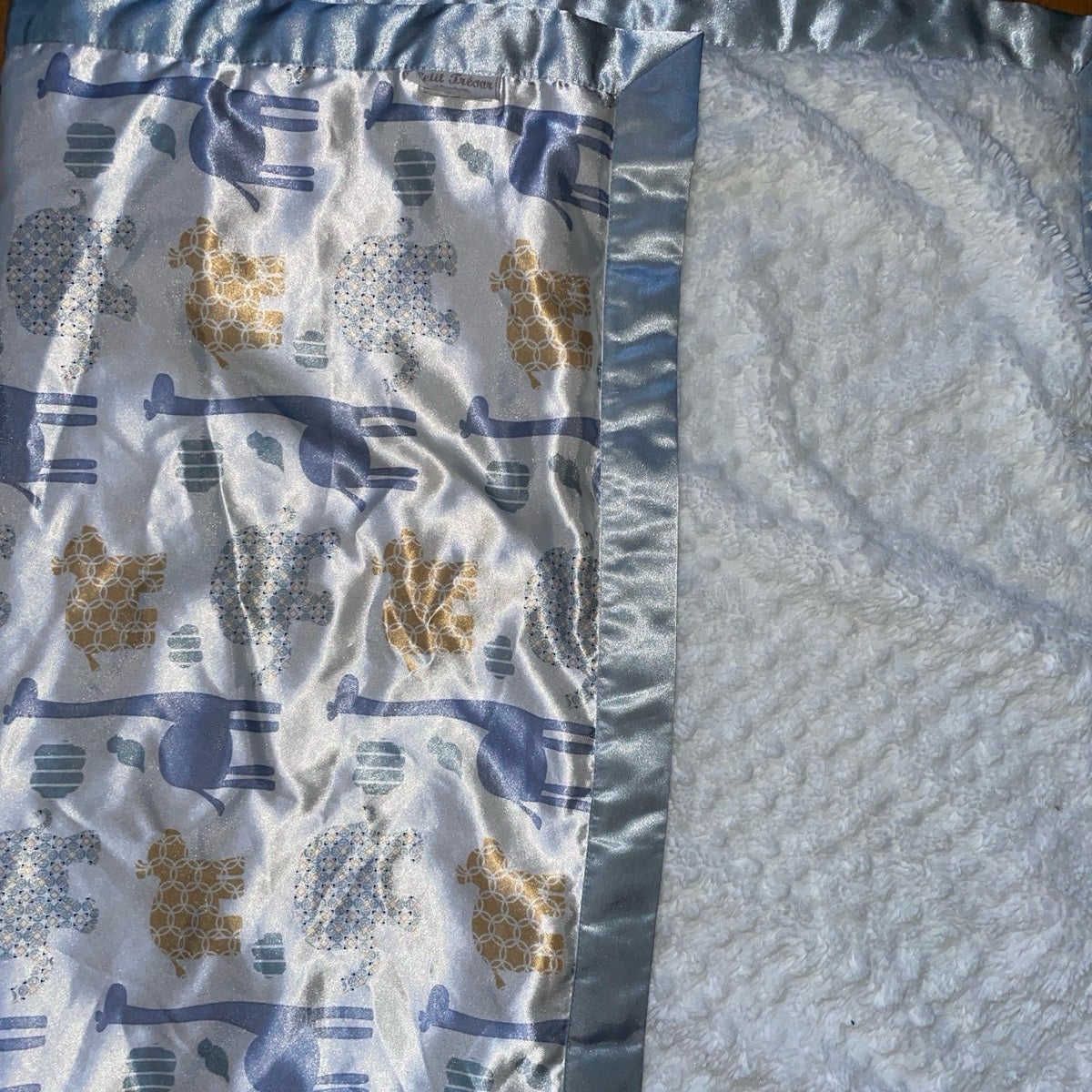 Petit Tresor of Beverly Hills Boutique Baby Blanket Security Stroller Blue