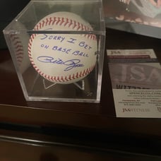 Pete rose Signed Baseball sorry I bet on baseball