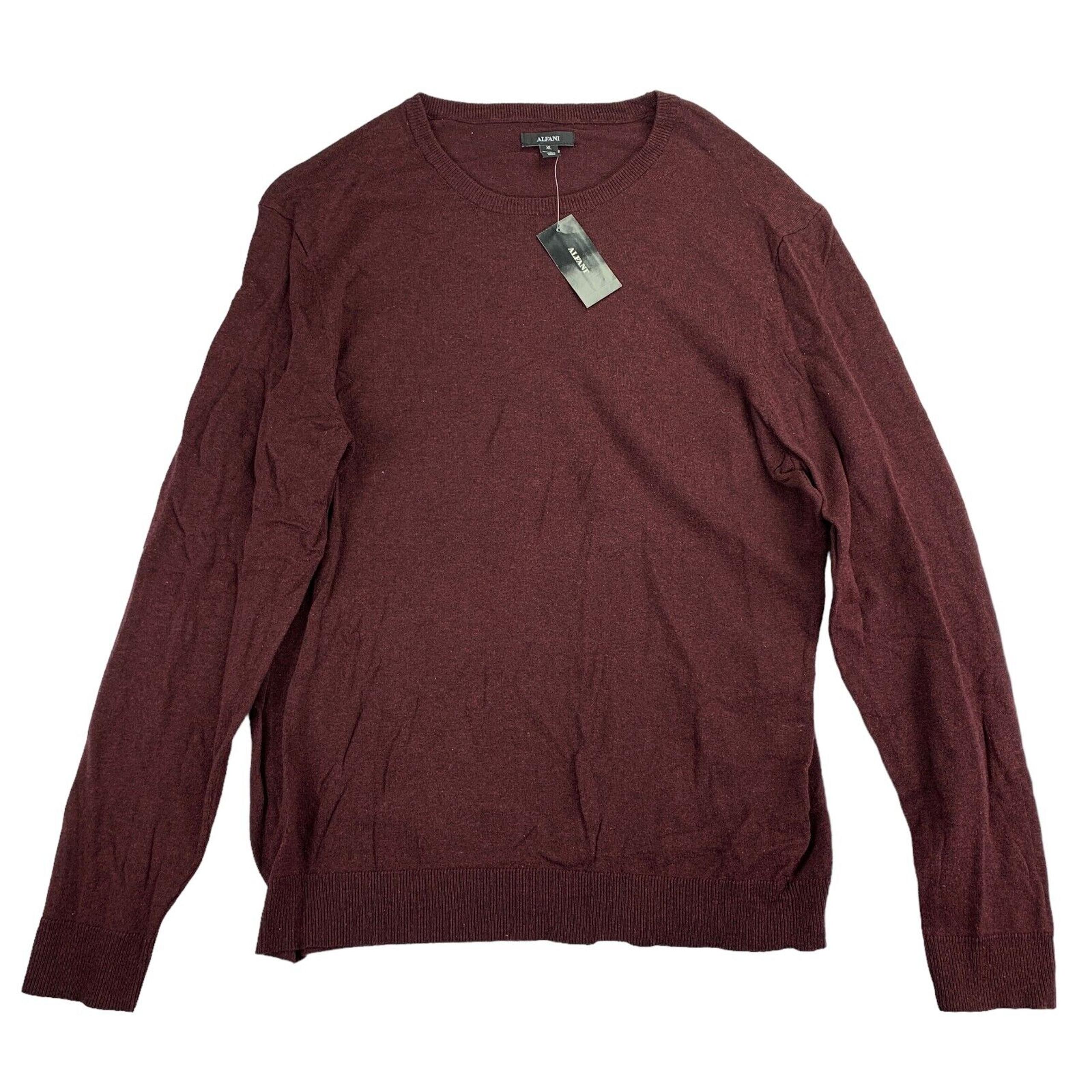 Alfani Mens Solid Crewneck Pullover Sweater Port Red XL