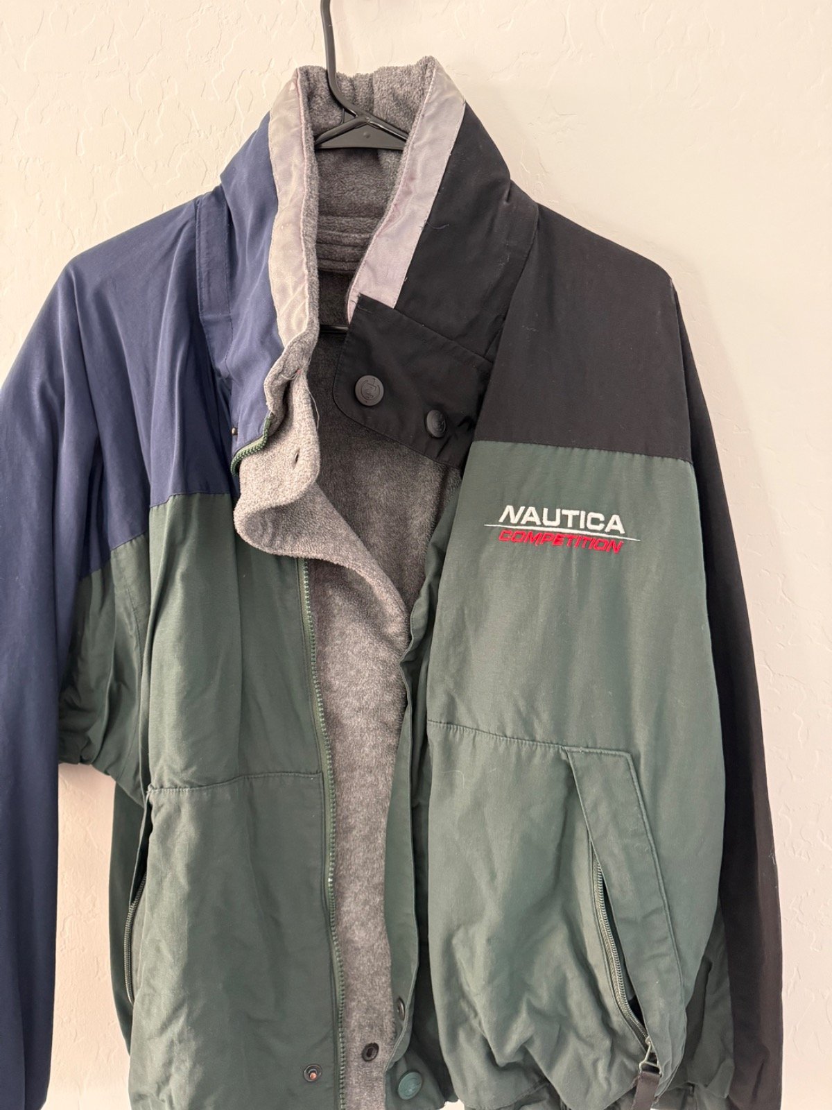 Nautica Competition Reversible Fleece Jacket, Mens, Medium, Retro, Vintage
