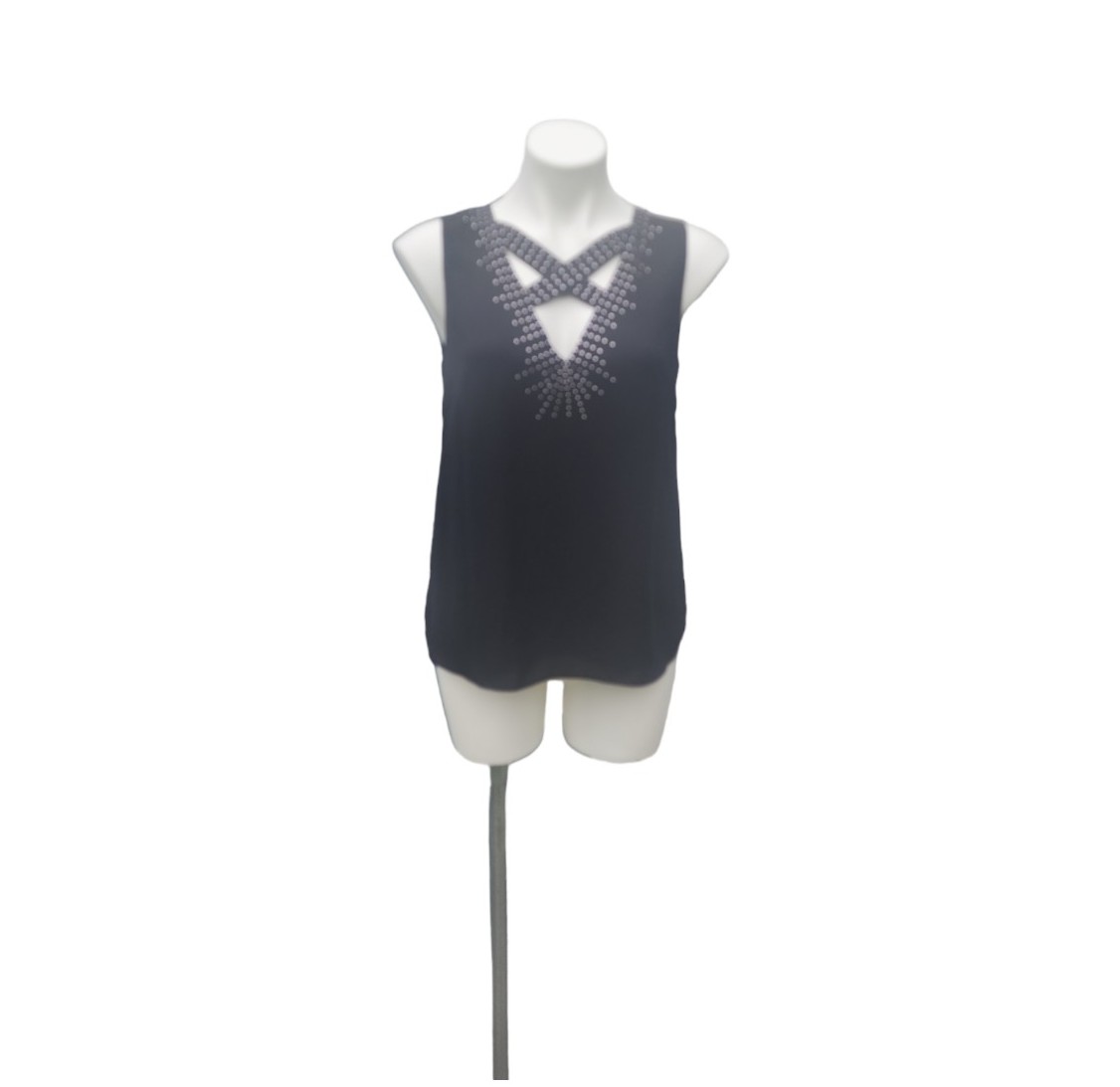 BCBGMaxAzria Jolene Studded Crisscross Neck Top