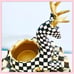 Mackenzie Childs Courtly Check Reindeer Planter NEW
