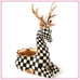 Mackenzie Childs Courtly Check Reindeer Planter NEW