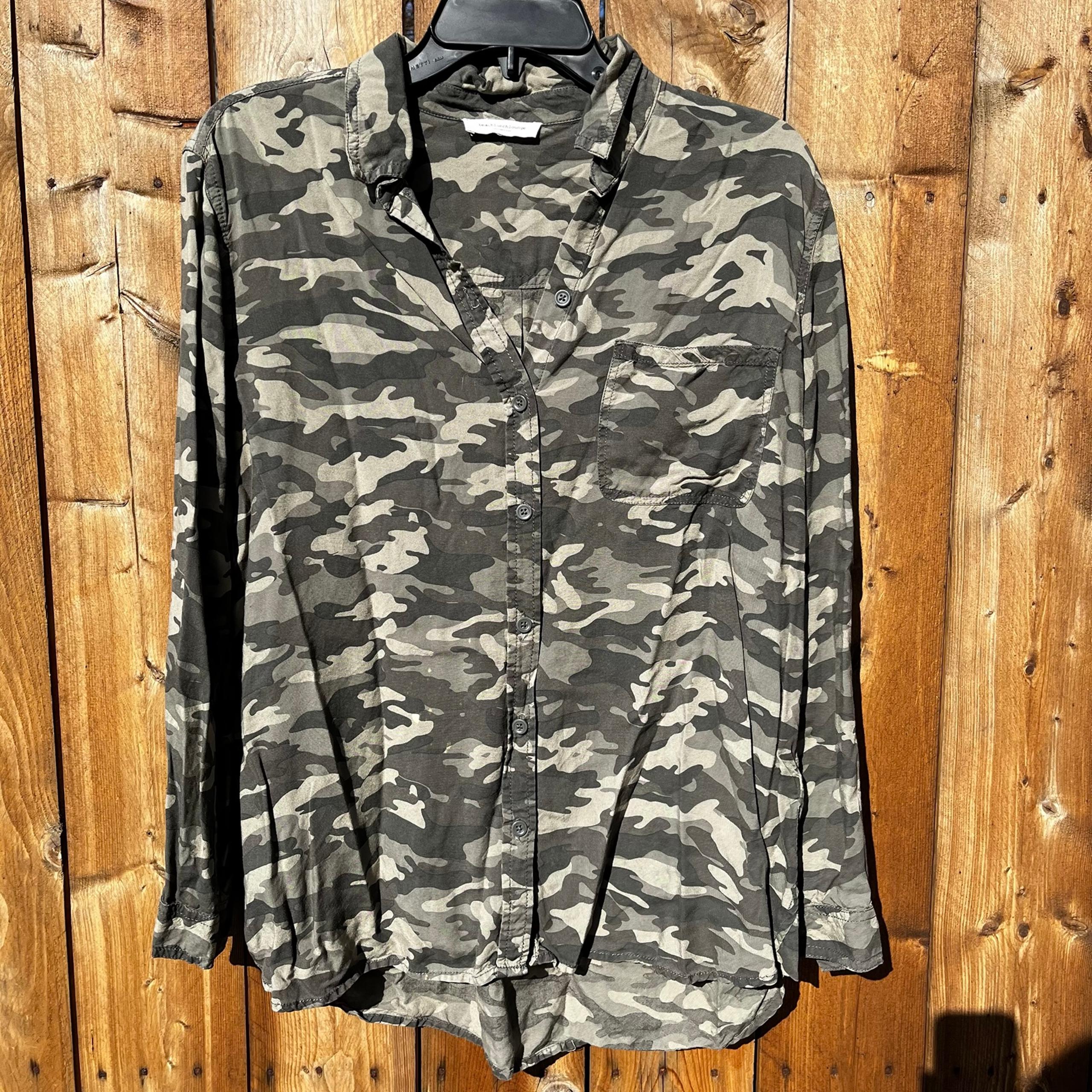 Beach lunch lounge Camo button down shirt
