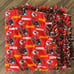 Kansas City Chiefs w/footballs. No sew blanket. 3 yards, drapes a KING