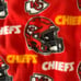 Kansas City Chiefs w/footballs. No sew blanket. 3 yards, drapes a KING