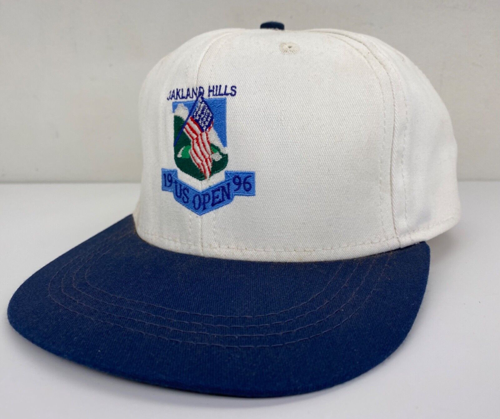 Vintage 1996 US OPEN Golf Event StrapBack Hat Oakland Hills White Mubea Imperial