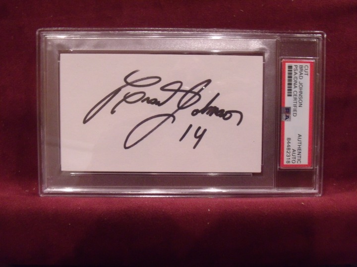 BRAD JOHNSON TAMPA BAY BUCS HAND SIGNED CUT SIGNATURE AUTO SLABBED PSA/DNA