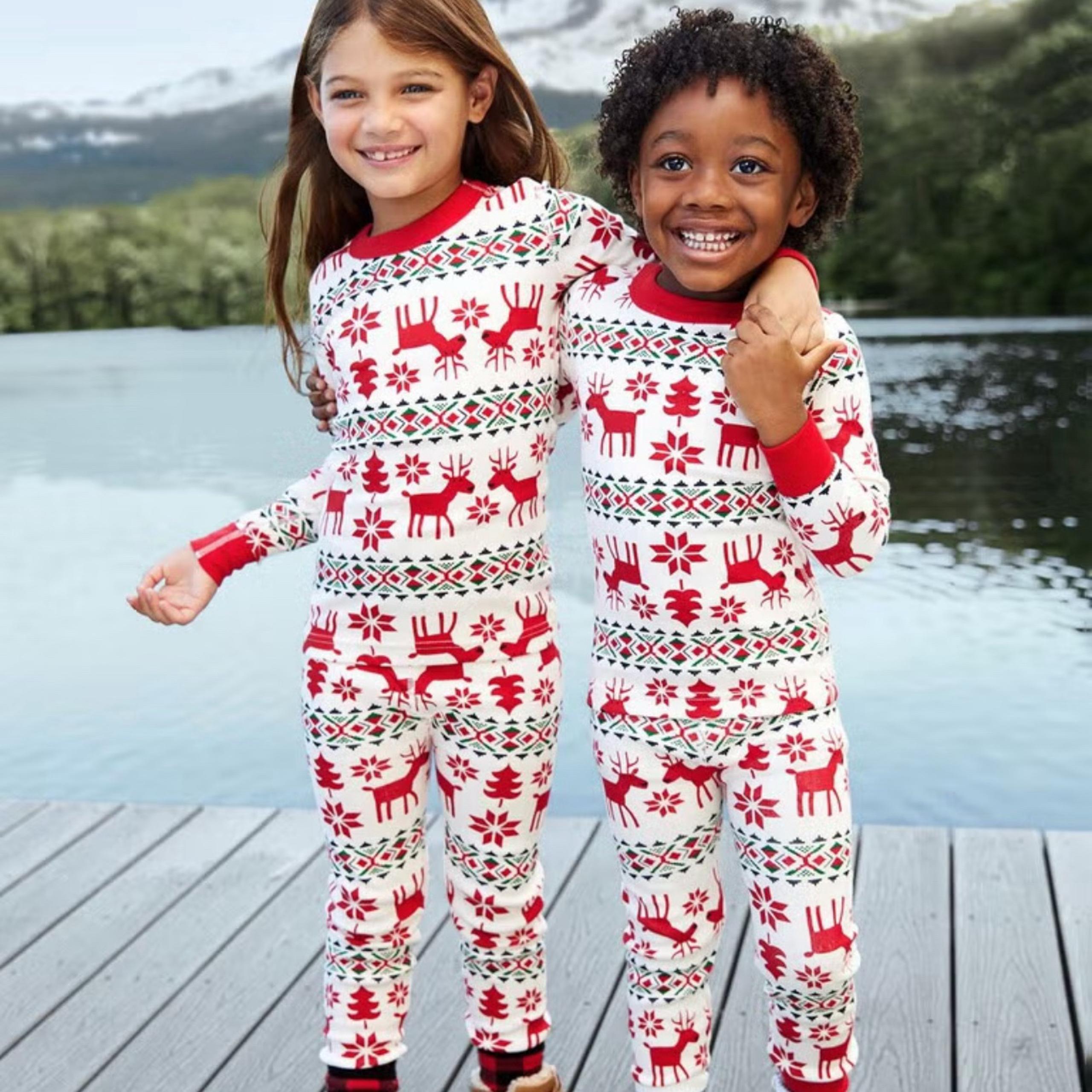 Hanna Andersson Deer Deer 2 piece organic cotton PJ set 2t (85cm) Unisex EUC