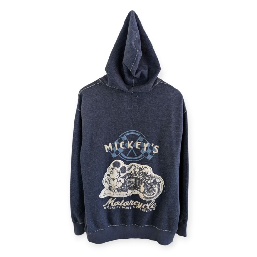 Disney Mickey's Garage Motorcycle Full Zip Hoodie Blue Medium