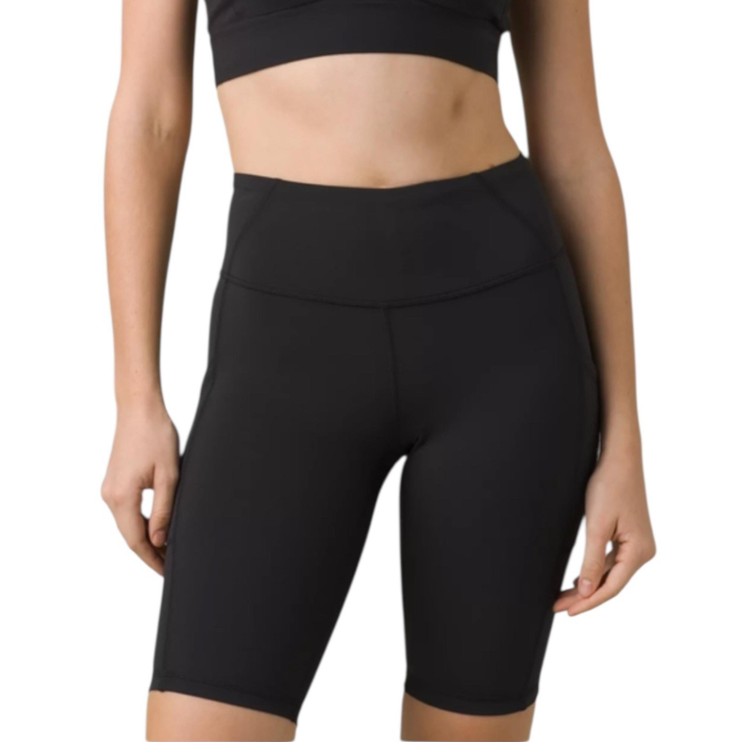 NWT Prana Electa Shorts II Black High Waisted Bike Shorts Pockets Womens Size XS
