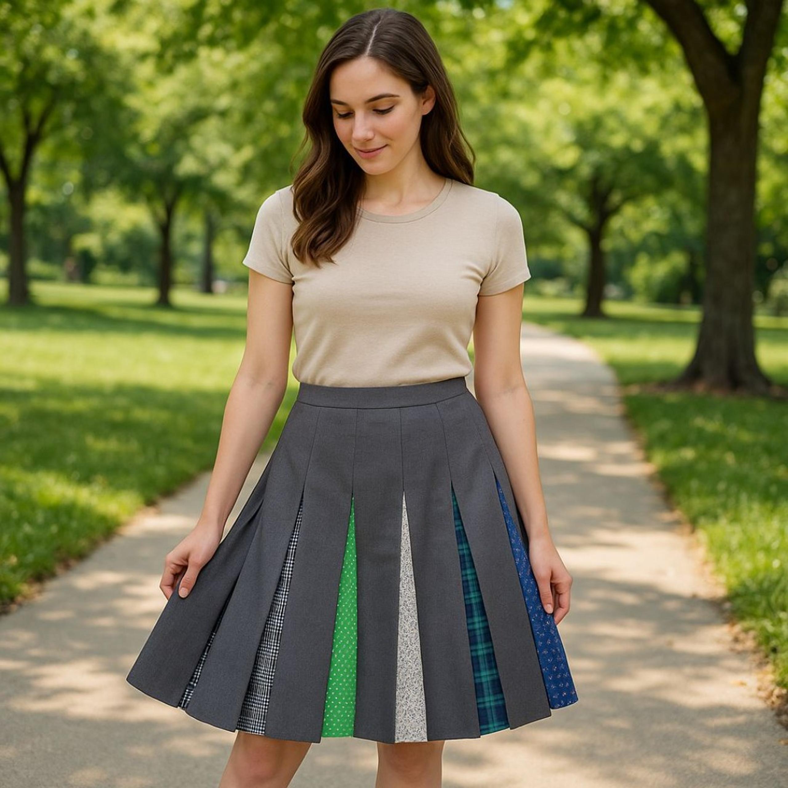 Elevenses Anthropologie Womens 6 Grey Suit Cottagecore Fabric Pleats Full Skirt