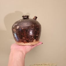 Antique Chinese Qing Dynasty Brown Glazed Soy Sauce Jug Pitcher Ewer Ceramic