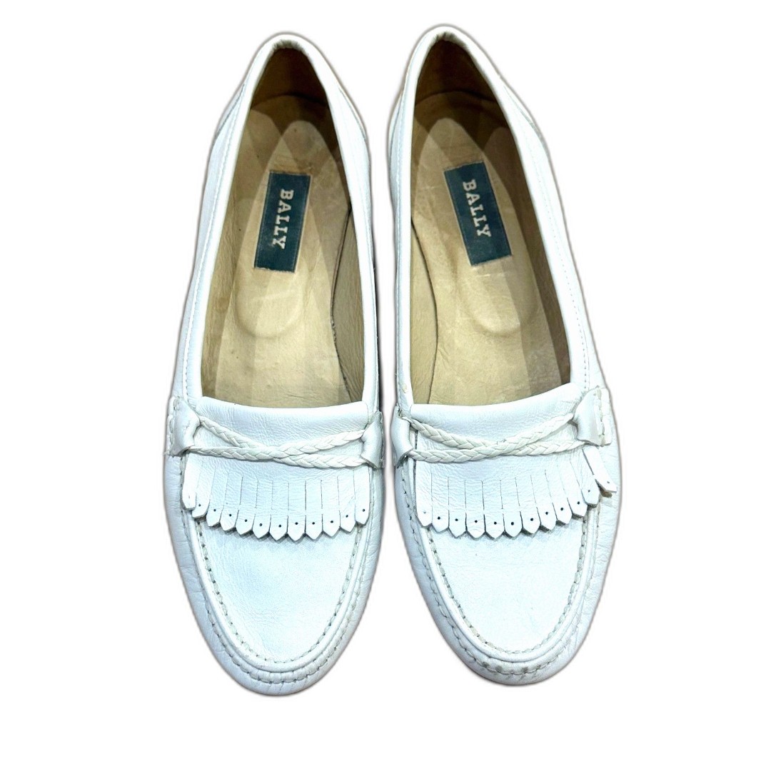 Bally Margy White Tassel Leather Loafer, Size 6.5