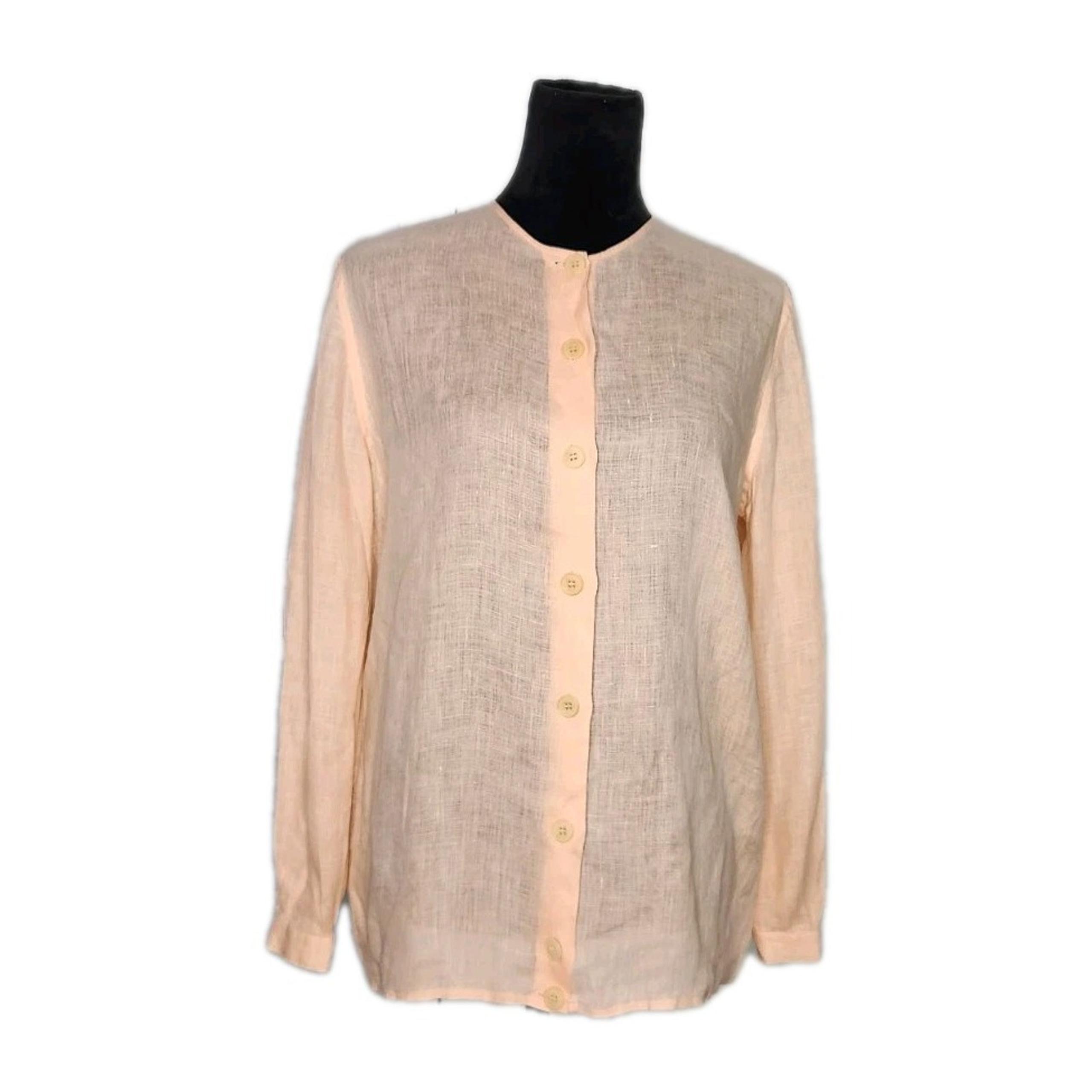 Georgio Armani Peach collarless button front linen shirt no size tag