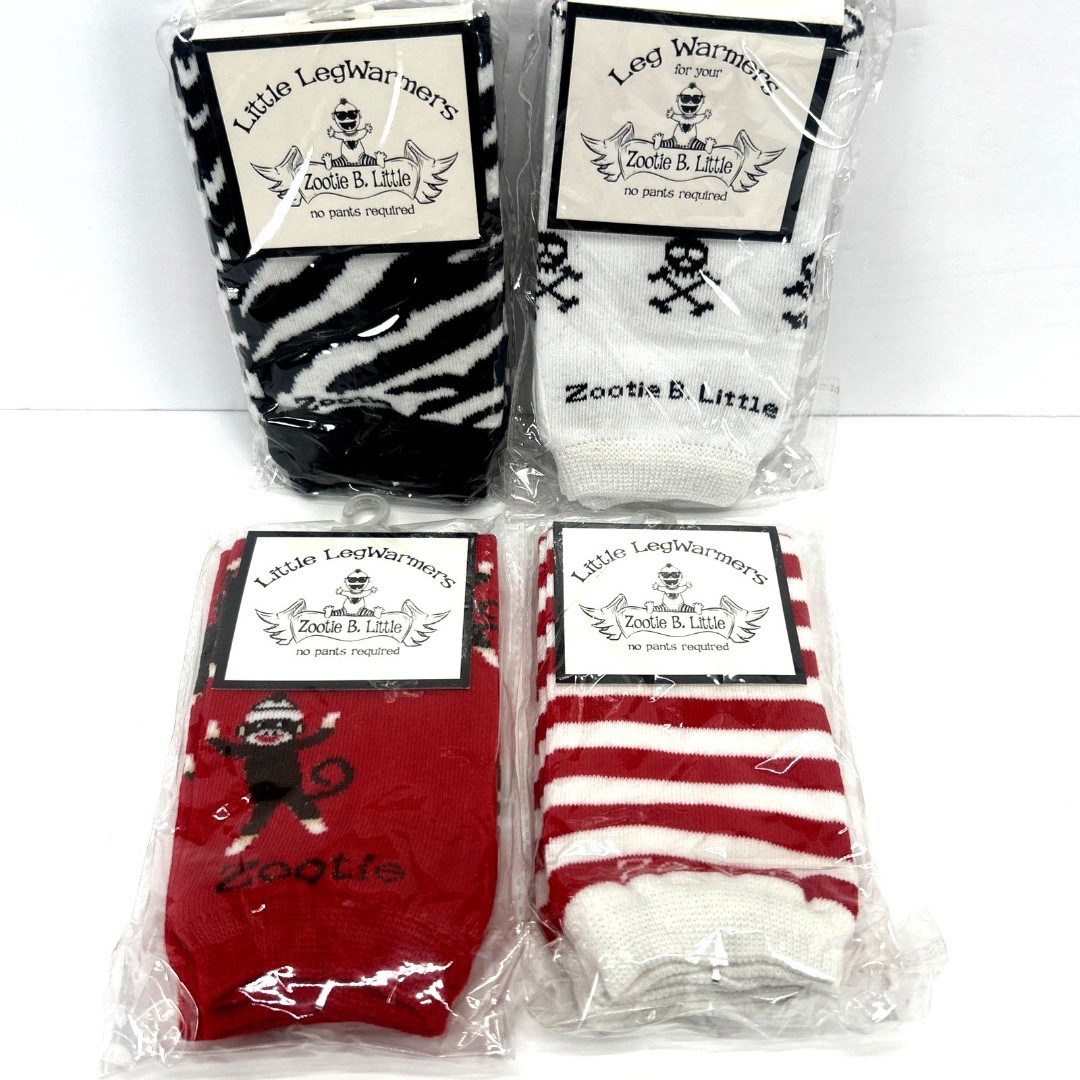 Zootie B. Little Leg Warmers Baby & Toddler Lot of 4 NEW Black White Red