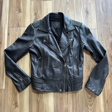 Lucky Brand Lambskin Leather Classic Moto Biker Jacket, Black, Small