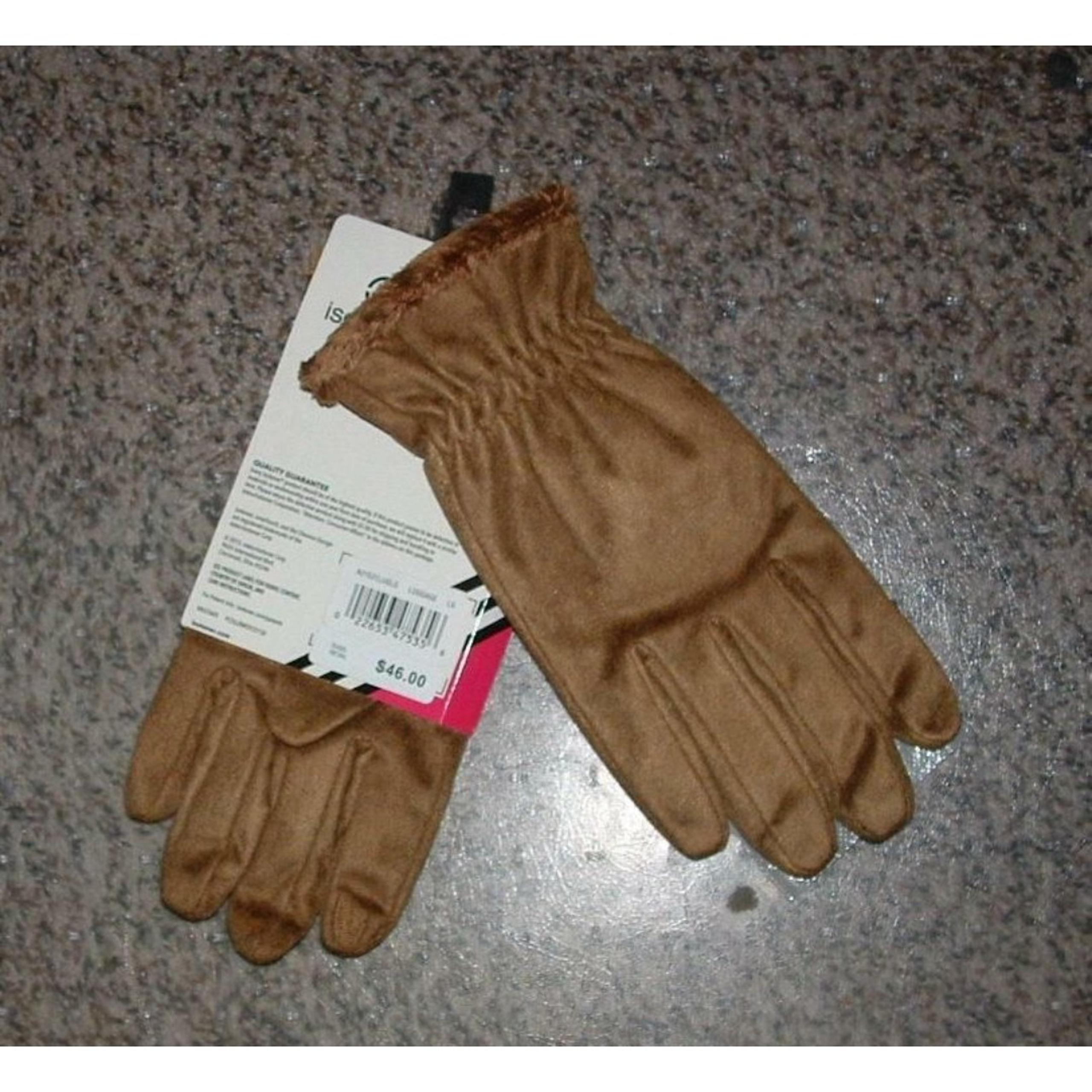 ISOTONER Womens Large Smart Touch Touchscreen Equipped Faux Suede Brown Gloves