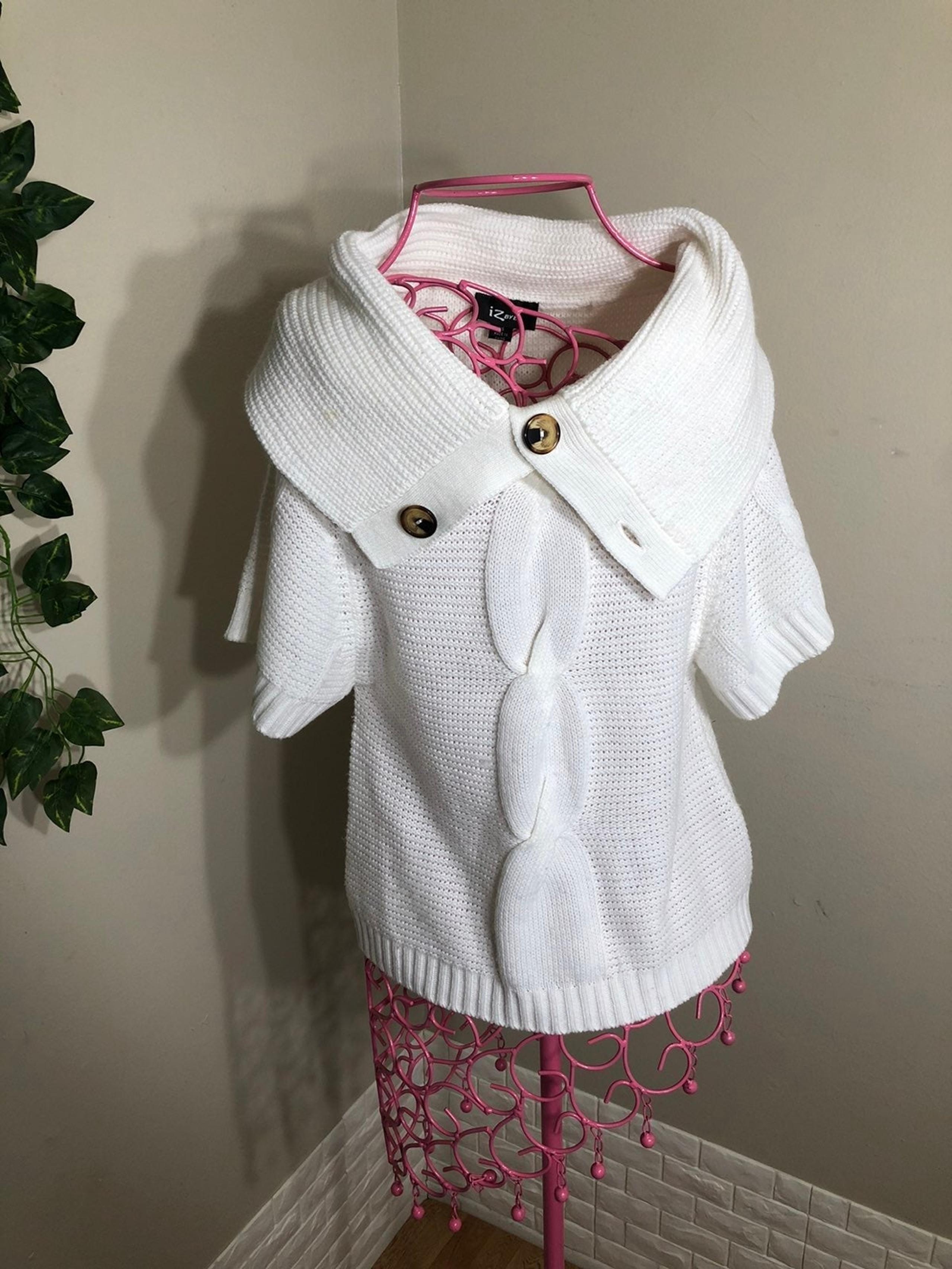 Button down Cowl neck short sleeve sweater - Iz Byer