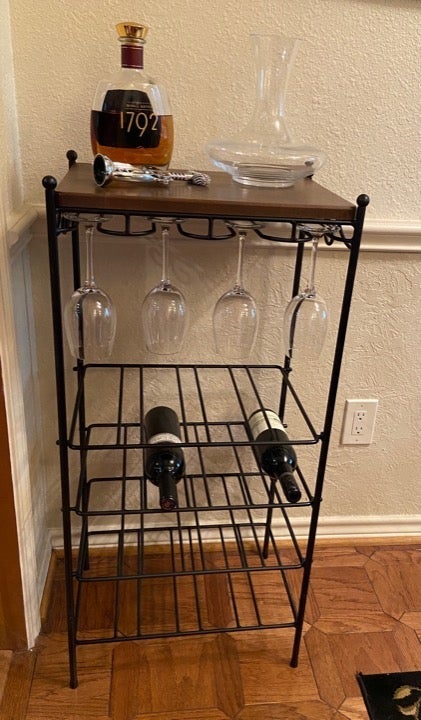 Longaberger Wine Rack/Stand w/WoodCrafts Shelf in Black