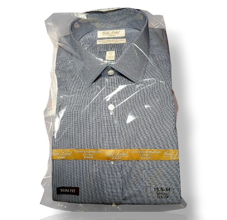 NEW Gold Label - Roundtree & Yorke Men's Slim Fit Dress Shirt [Blue & White]