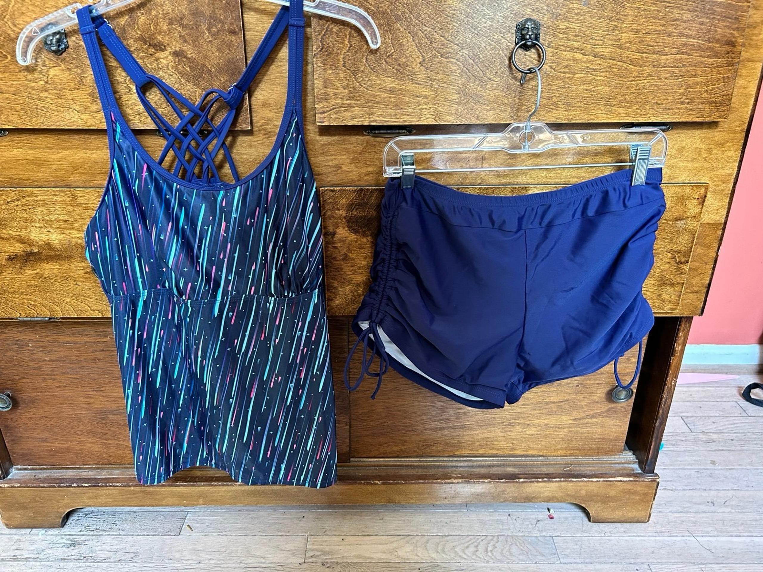 Speedo Blue  racerback Tankini top and bottom size XL