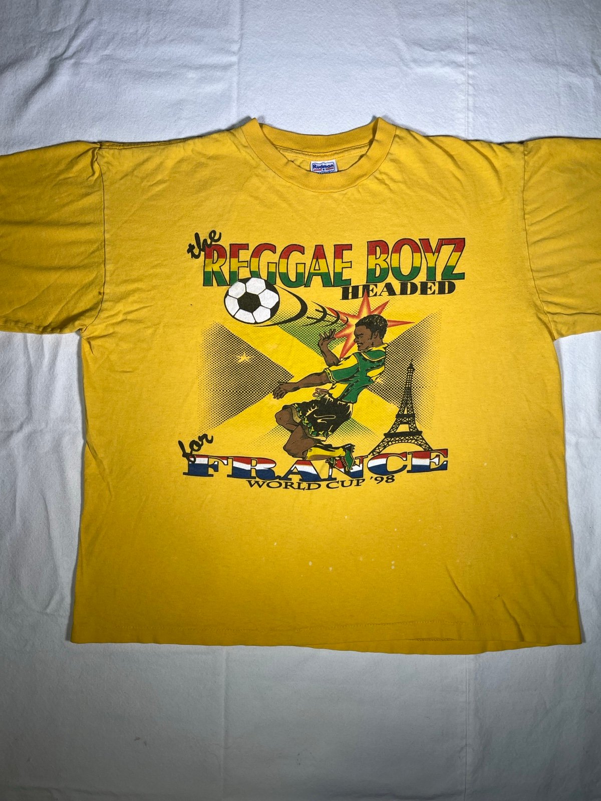 Rare Vintage 1998 France World Cup Jamaica Reggae Boyz T Shirt Single Stitch XL