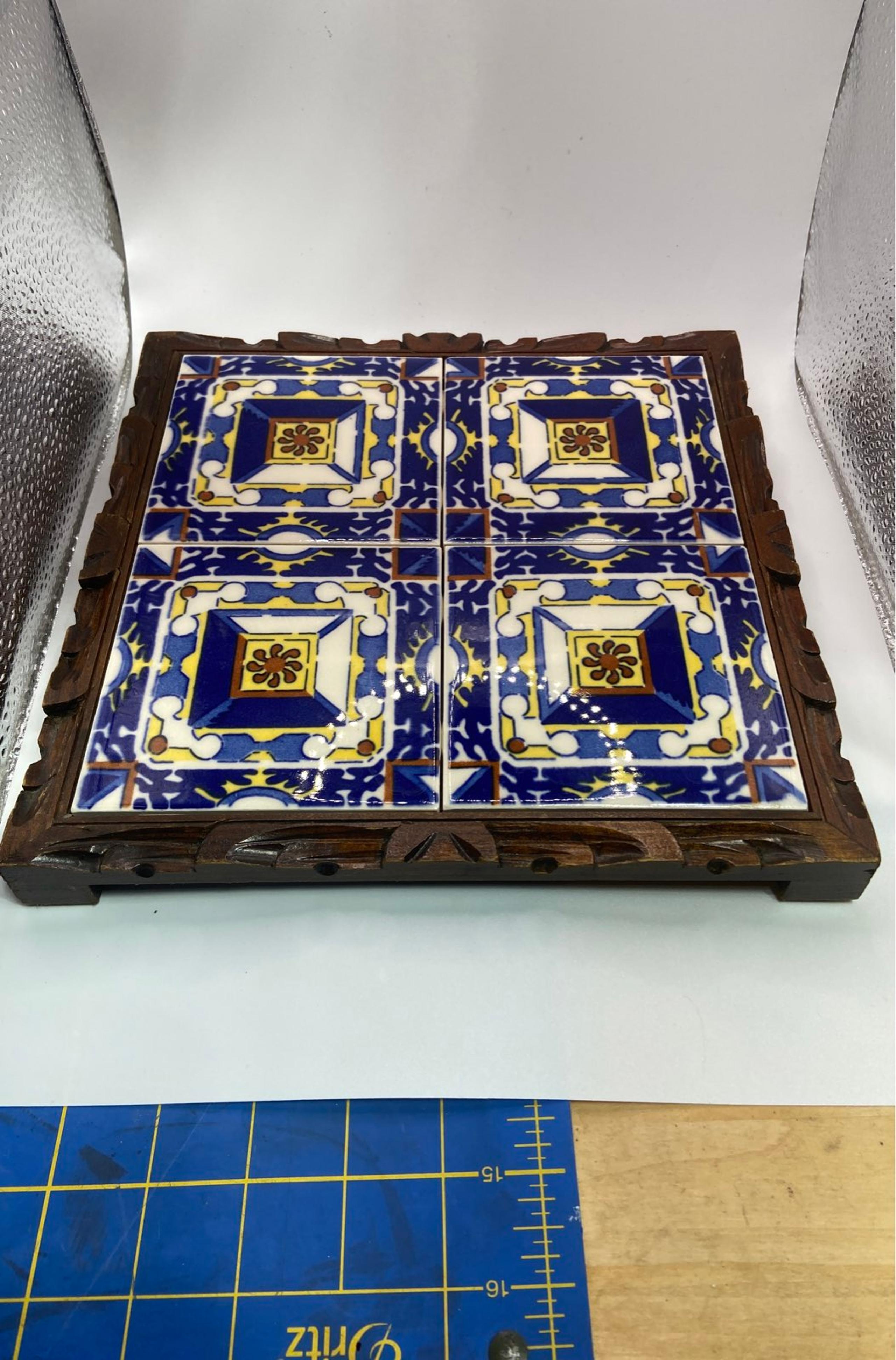 Carved wood ceramic trivets