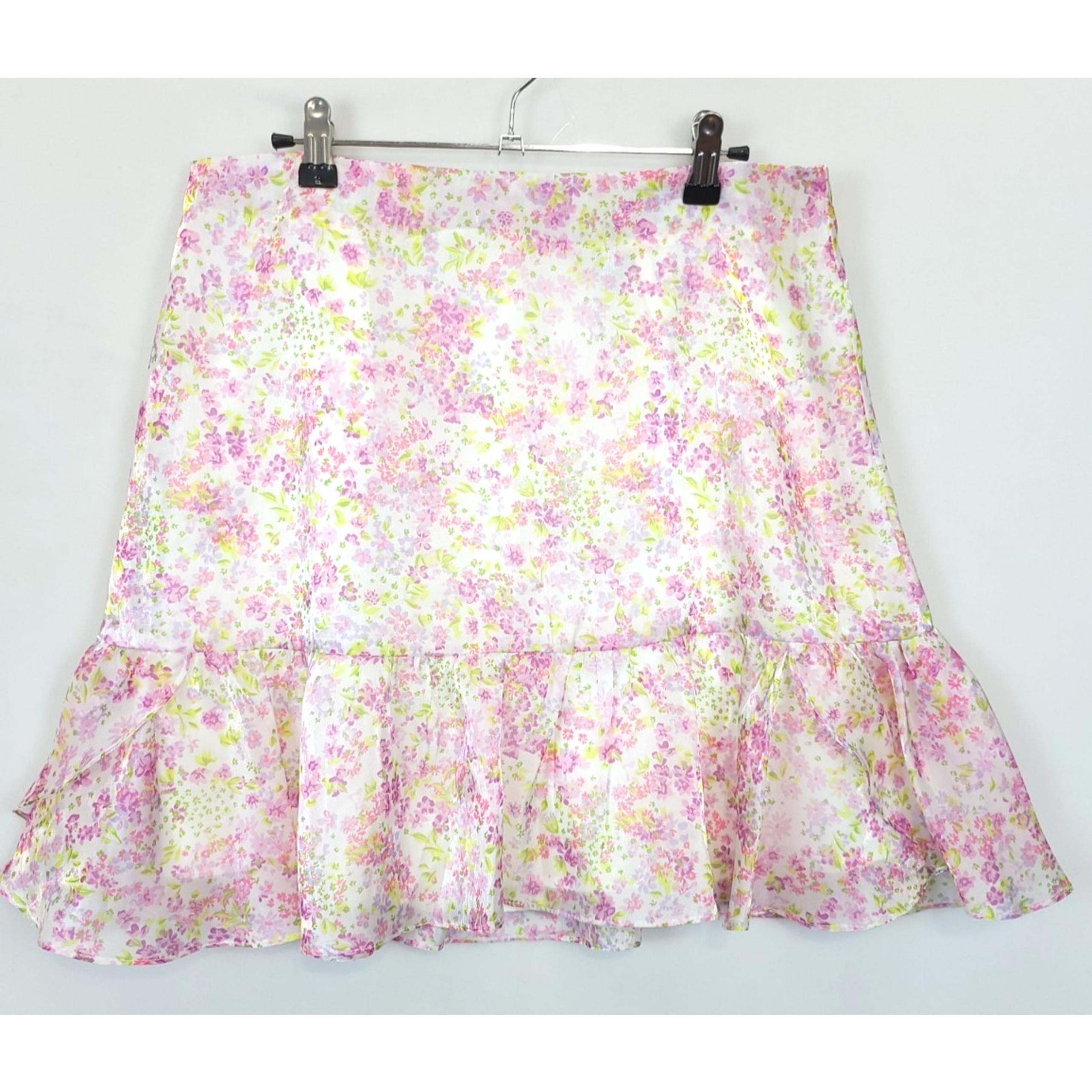 Wildfox Sydney Skirt Ruffle Short Lined Women L White Pink Floral Fairycore