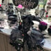 Sitting Witch w/ Broomstick ~ Black/Wht/ Silver w/ Lace~Polka dot & Spiderweb