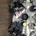 Sitting Witch w/ Broomstick ~ Black/Wht/ Silver w/ Lace~Polka dot & Spiderweb
