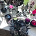 Sitting Witch w/ Broomstick ~ Black/Wht/ Silver w/ Lace~Polka dot & Spiderweb