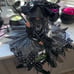Sitting Witch w/ Broomstick ~ Black/Wht/ Silver w/ Lace~Polka dot & Spiderweb