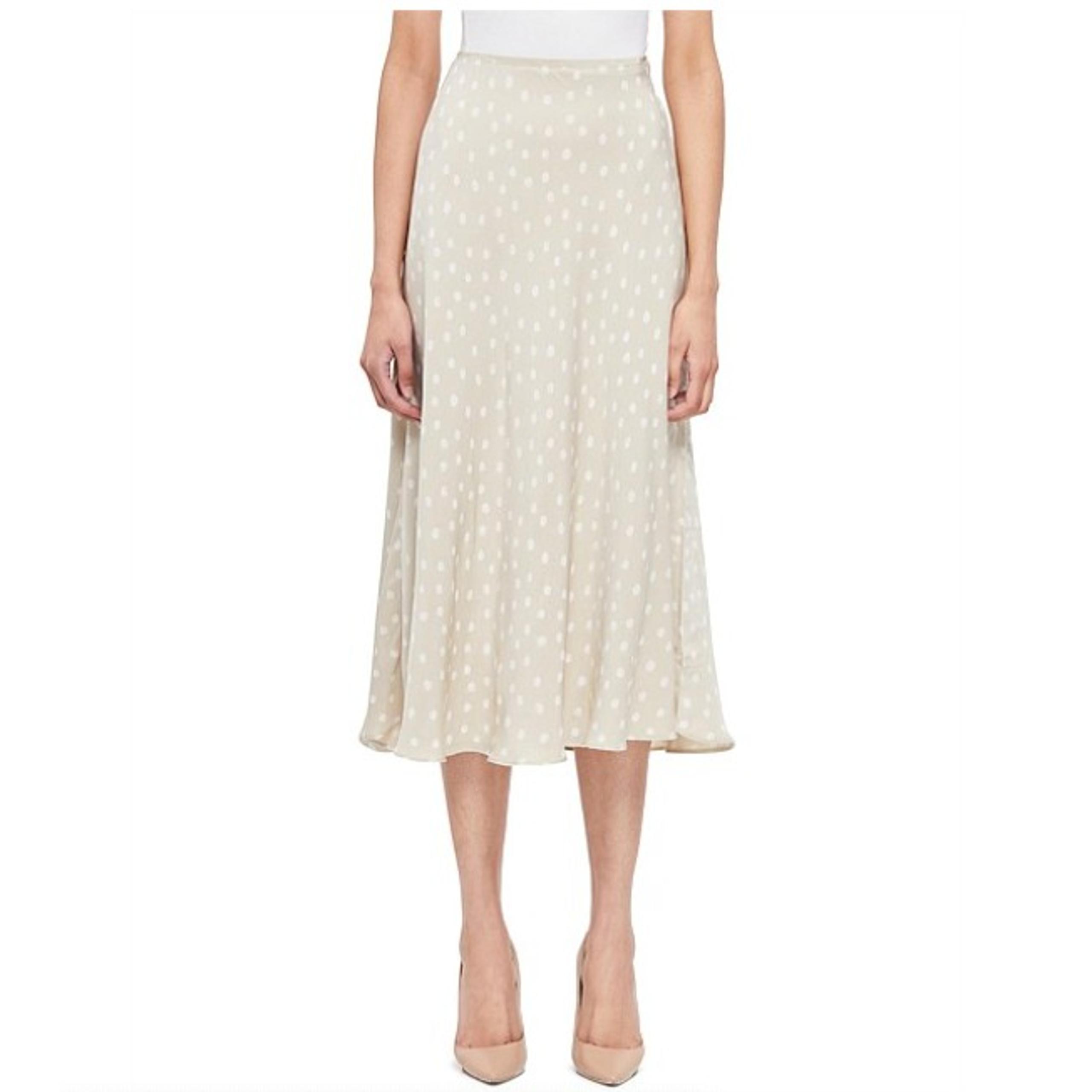 Samsoe Skirt Womens XXS Beige Elastic Waist PolkaDot Flared New