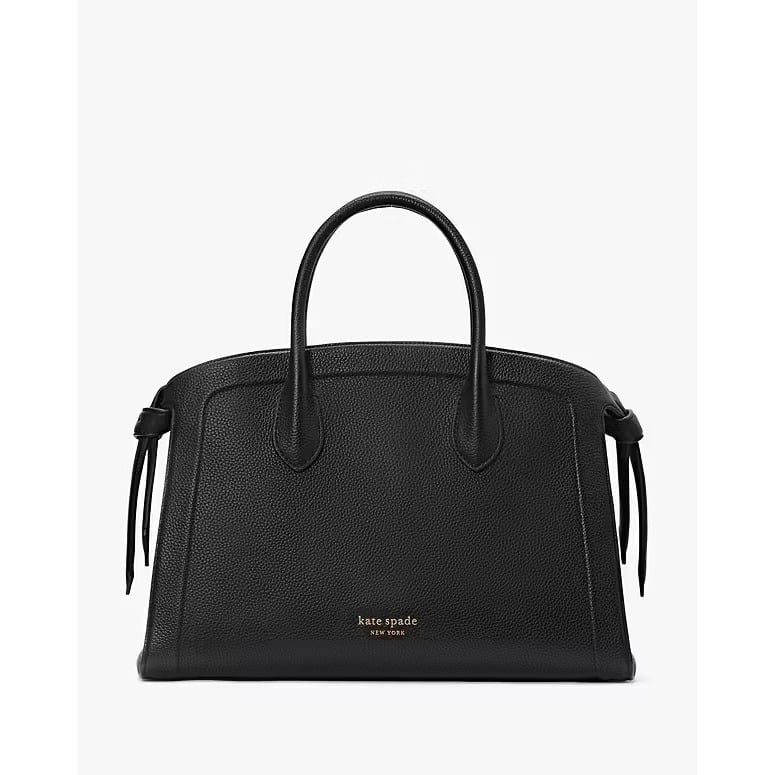Kate Spade Knott Satchel Pebbled Leather Top Handle Crossbody Bag Black