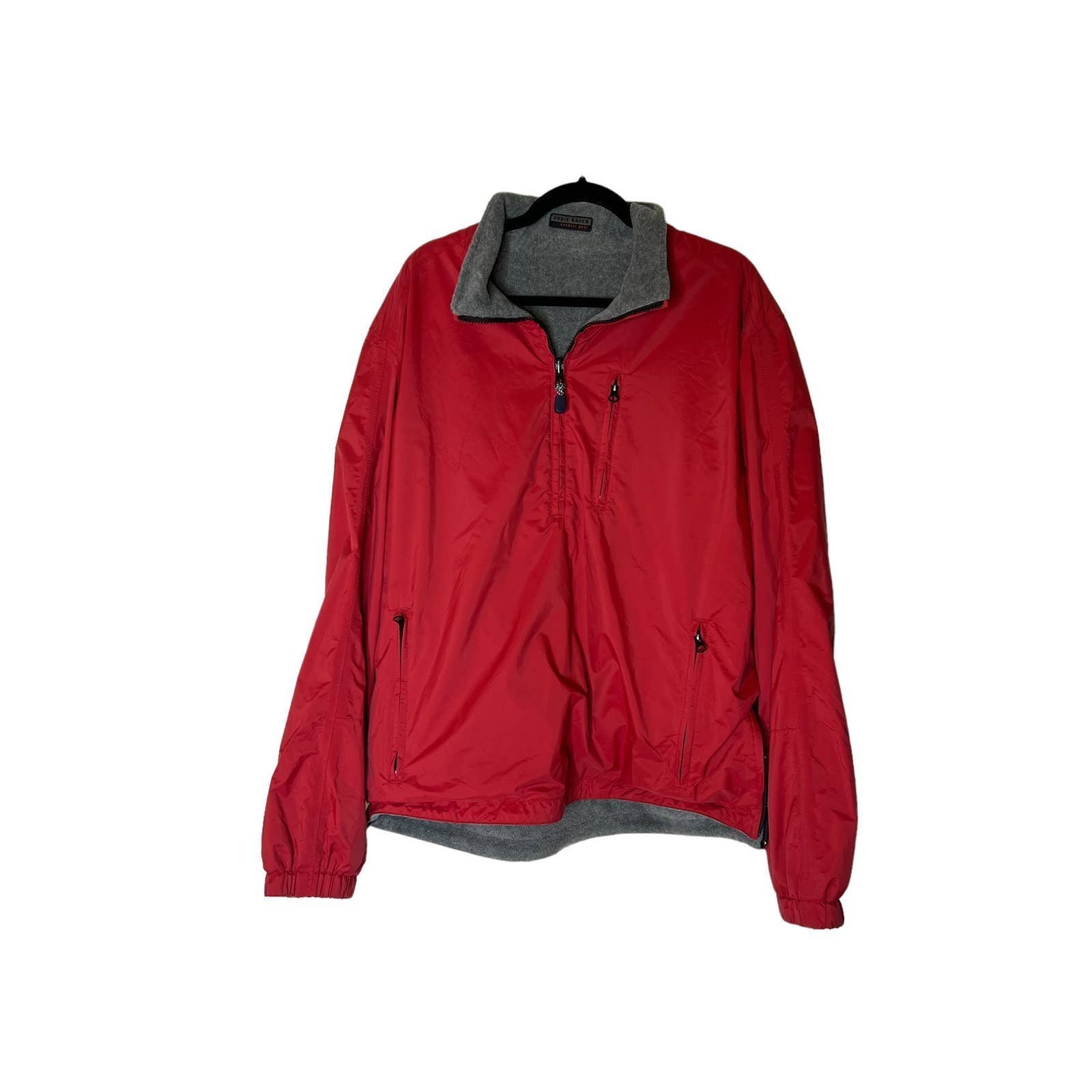 Eddie Bauer Vintage Red Fleece Lined Windbreaker Size Large