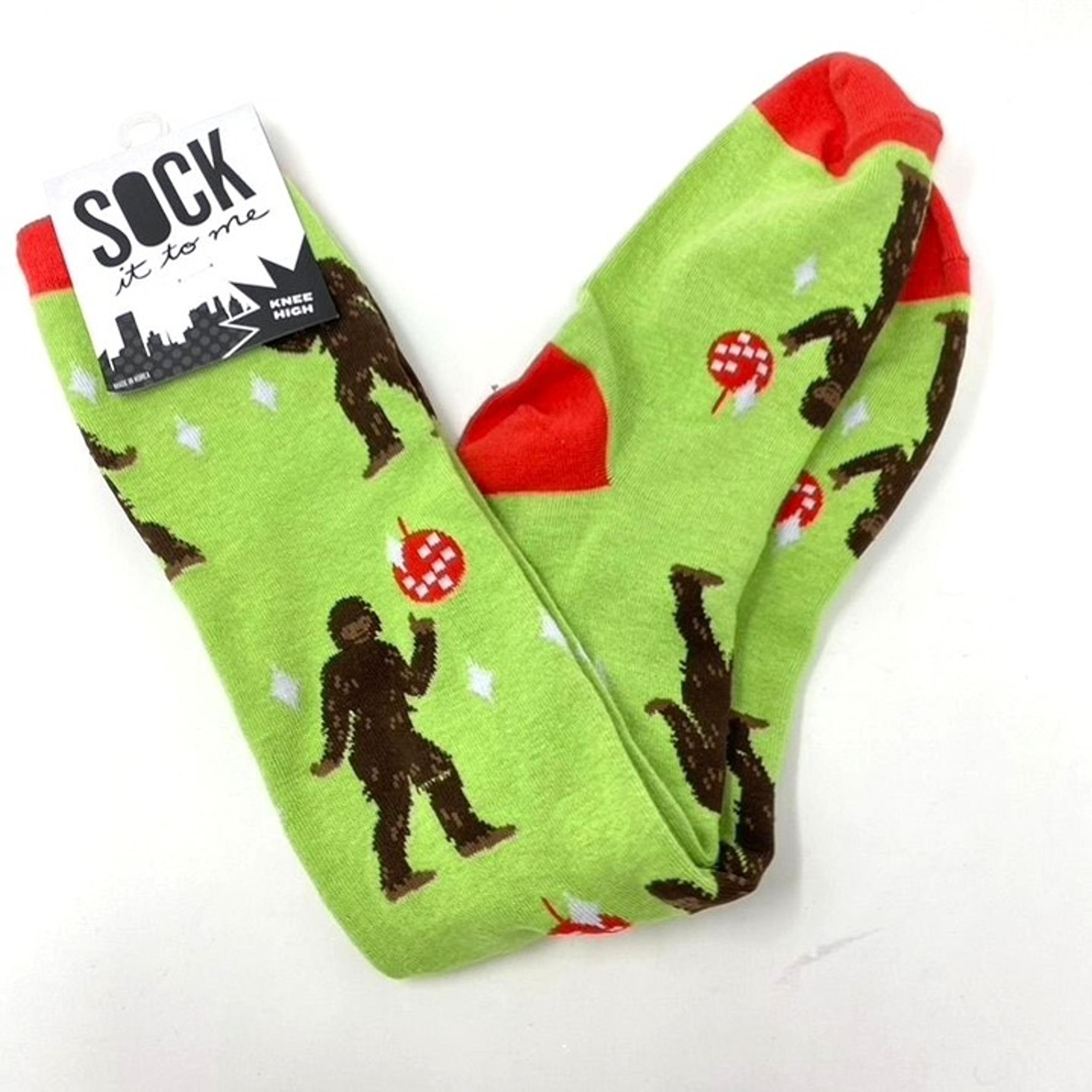 Sock It To Me Novelty Knee High Festive Socks Sasquatch Big Foot NWT One Size